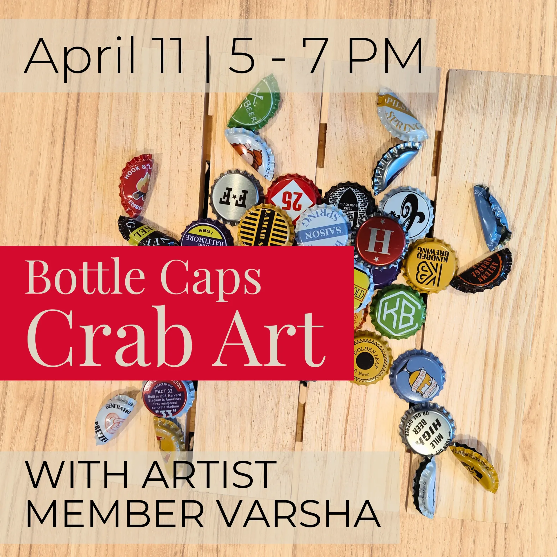 Bottle Caps Crab Art - BYOB (Apr 11)