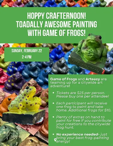 Hoppy Sunday Crafternoon: Toadally Awesome Painting with Game of Frogs! (Feb 22)